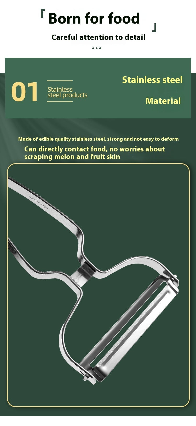 Wide-Mouth Stainless Steel Vegetable & Fruit Peeler