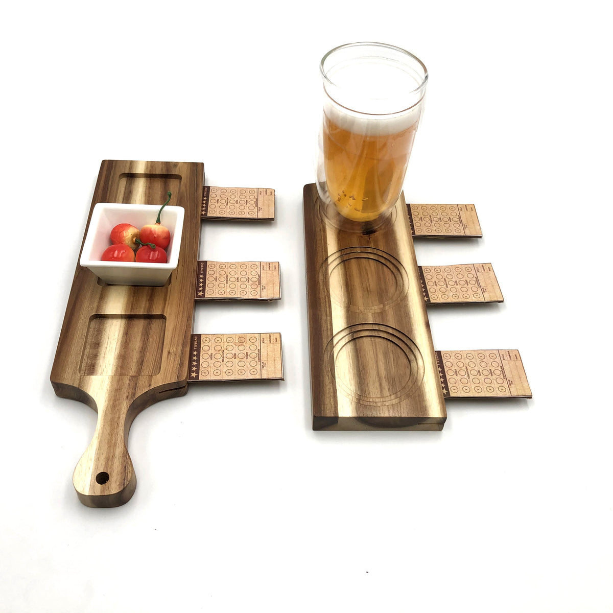 Zavis Green Acacia Wood 3 Hole Double sided Flight Board 14" | Dishwasher Safe