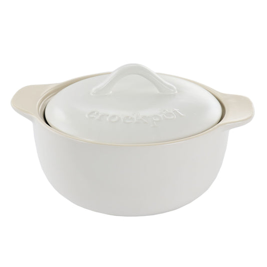 Crock Pot Artisan 2.3 Quart Round Stoneware Casserole with Lid in White