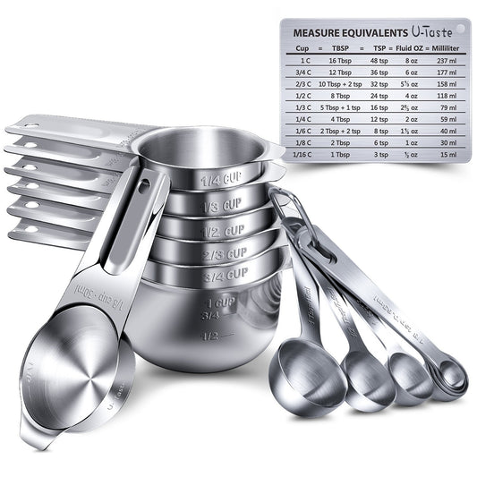 Stainless Steel Measuring Cup and Measuring Spoon 14-piece Set