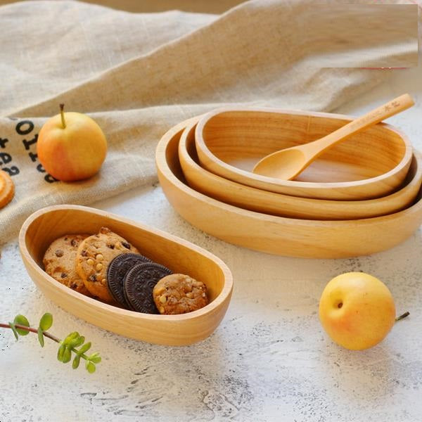Hinoki Oval Wooden Serving Bowl