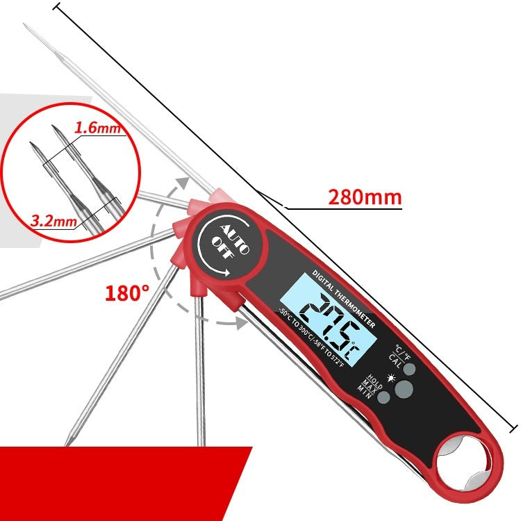 QuickFold Instant-Read Digital Food Thermometer displaying temperature on digital screen