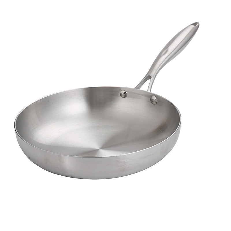 Uncoated 304 Stainless Steel Frying Pan