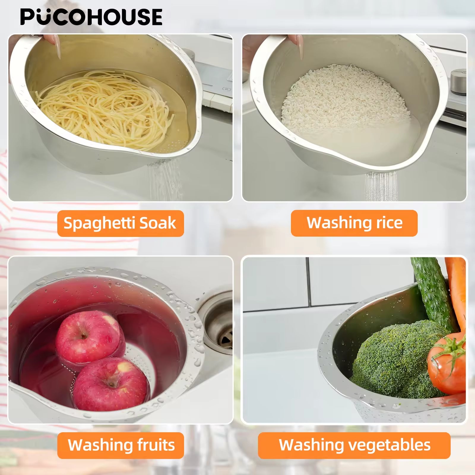 FlowDrain Kitchen Strainer Bowl