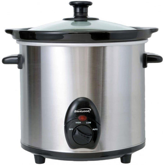 Brentwood 3-Quart Stainless Steel Slow Cooker with Glass Lid