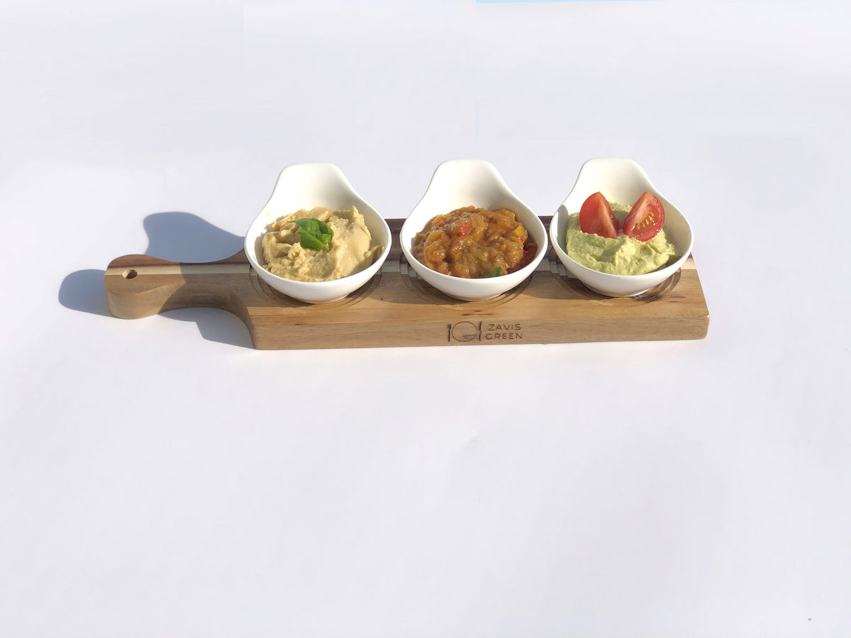 Flight Board - acacia wood serving board on the table