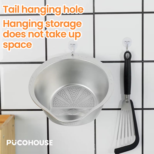 Slanted Bottom Drain Bowl - A Versatile Colander For Pasta, Rice, And Produce, A Time-saving Kitchen Sink Helper