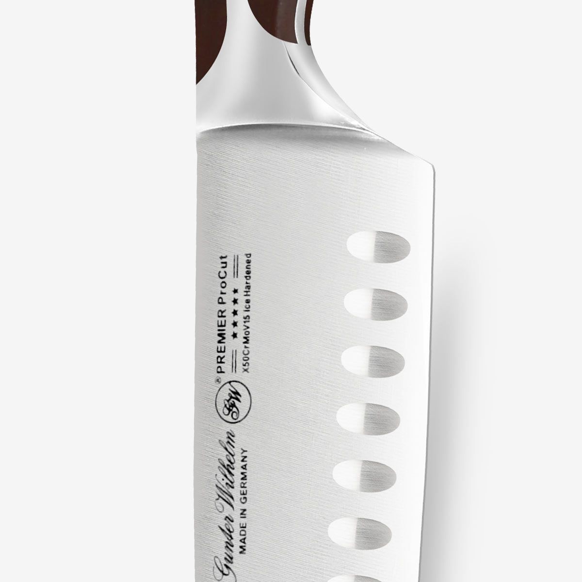 Gunter Wilhelm santoku knife uses — X50CrMoV15 German steel, made in Germany
