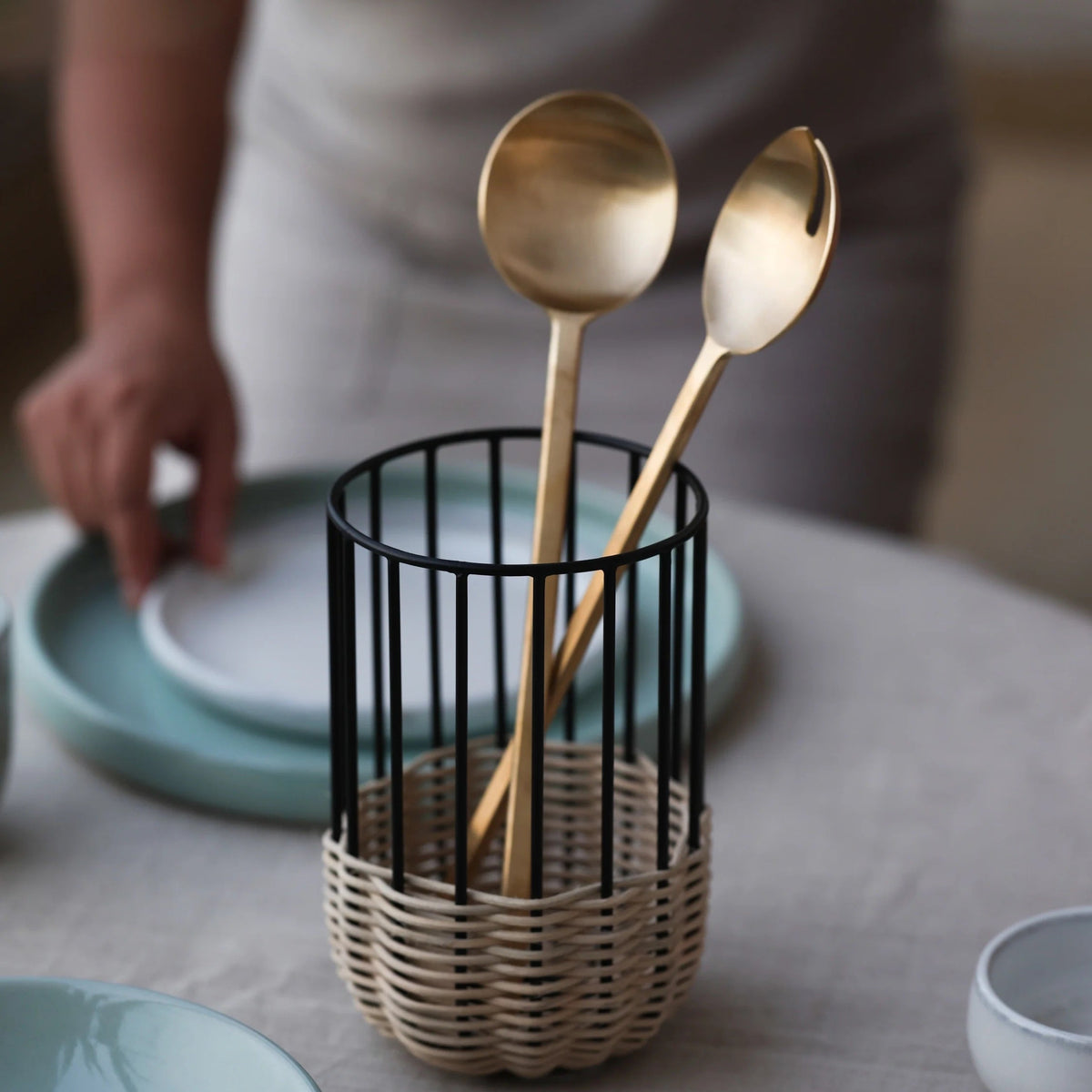 Brass Salad Servers - luxury serving utensils brass sustainable handmade