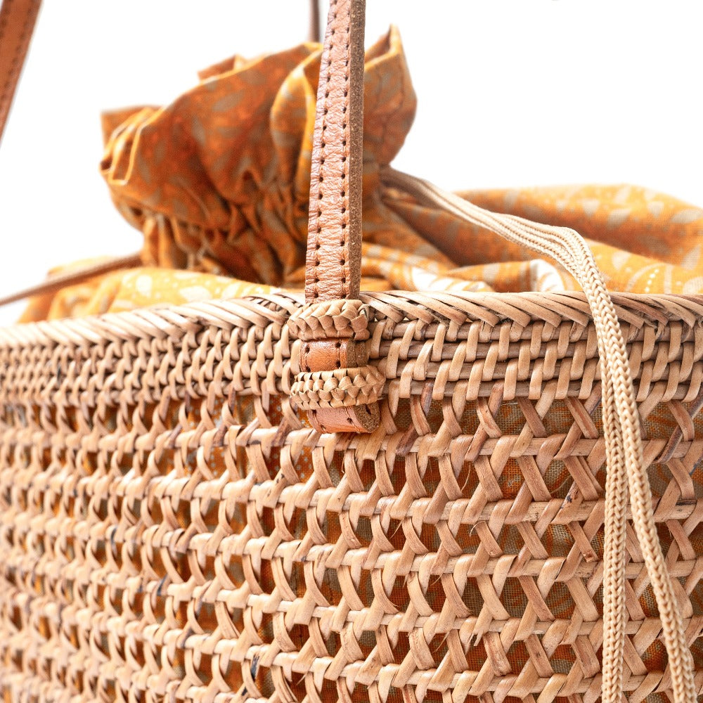 rattan shopper bag boho mesh tote women