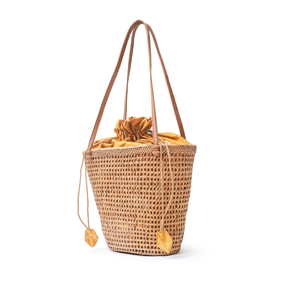 rattan shopper bag open weave bucket tote