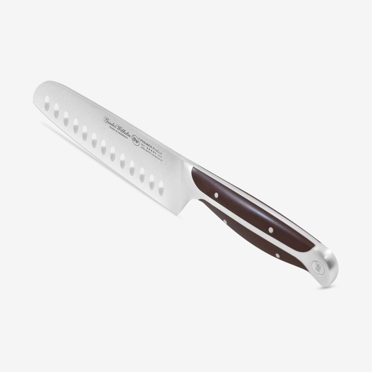 Santoku knife for vegetables — Gunter Wilhelm Premier 7 inch, 15 degree edge